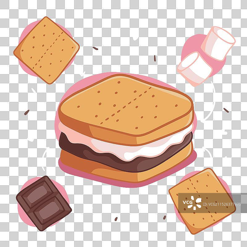 手绘美味的巧克力棉花糖图片素材