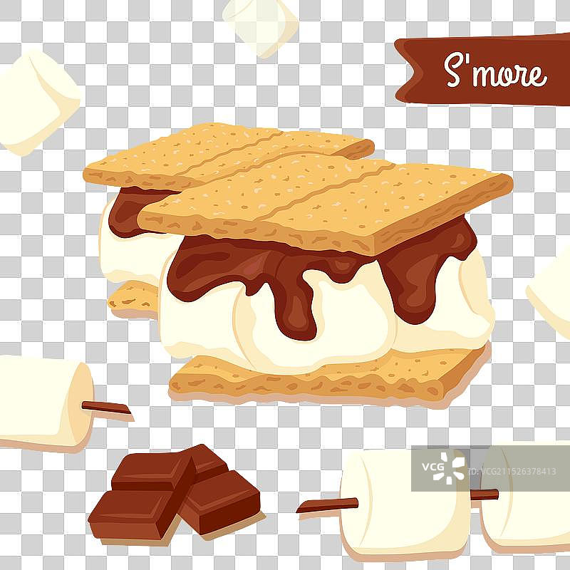 手绘美味的烤棉花糖图片素材