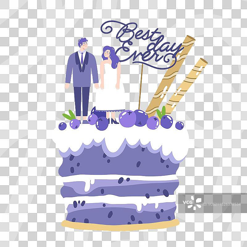 手绘婚礼蛋糕与装饰品图片素材