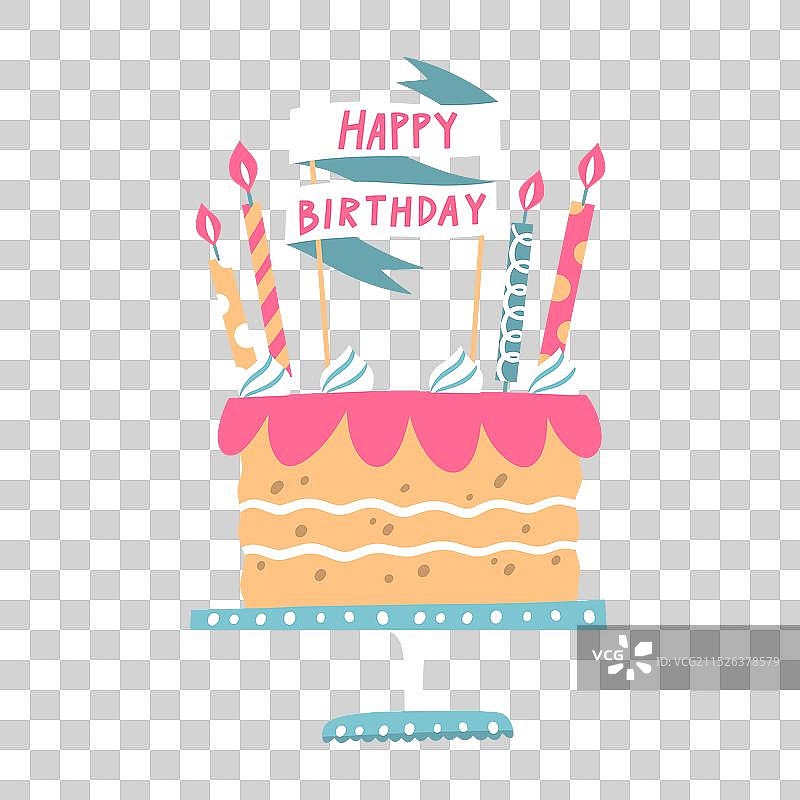 手绘生日蛋糕插画图片素材