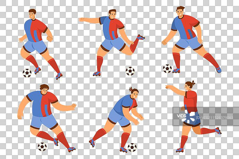 扁平风格足球运动员合集图片素材