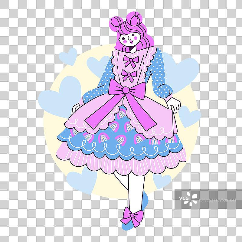 手绘扁平风格洛丽塔女孩图片素材