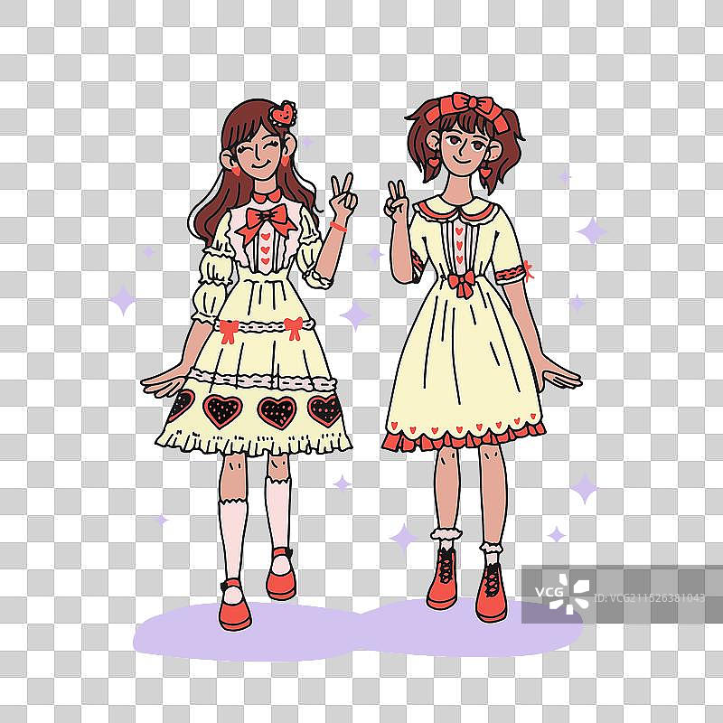 手绘洛丽塔风格女孩图片素材