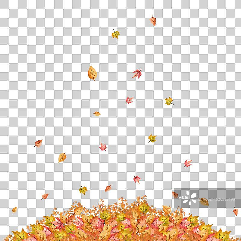 水彩秋叶堆图片素材