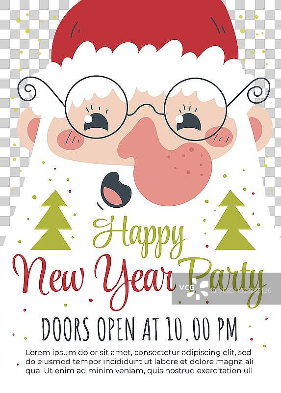 手绘扁平风新年竖版海报模板图片素材