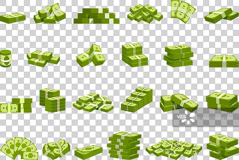 成捆钞票卡通风格图标图片素材