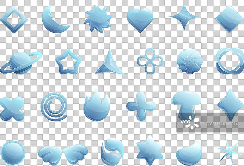 y2k镀铬图标卡通金属银套装图片素材