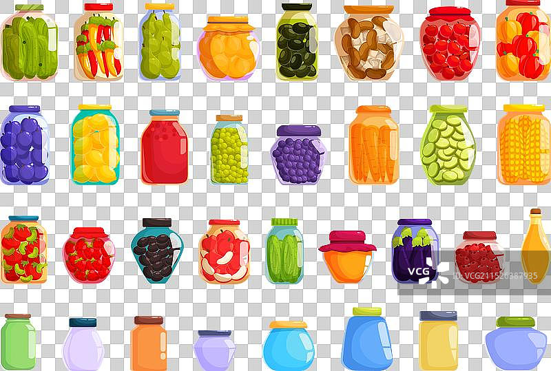 卡通腌制食品罐图标集图片素材