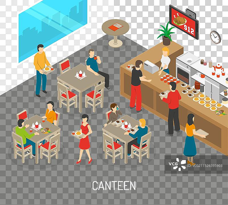 工作场所食堂午餐2.5D海报图片素材