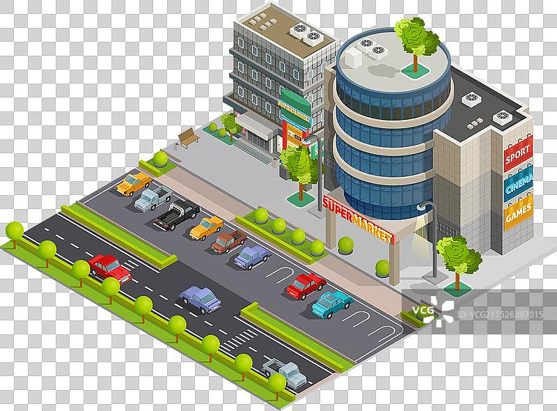 购物中心街景2.5D构图图片素材