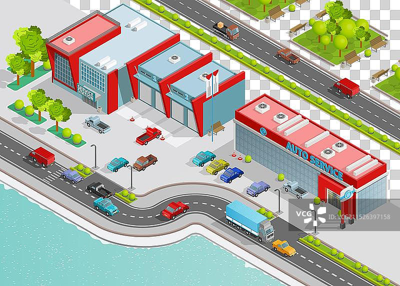 汽车服务2.5D组合图片素材