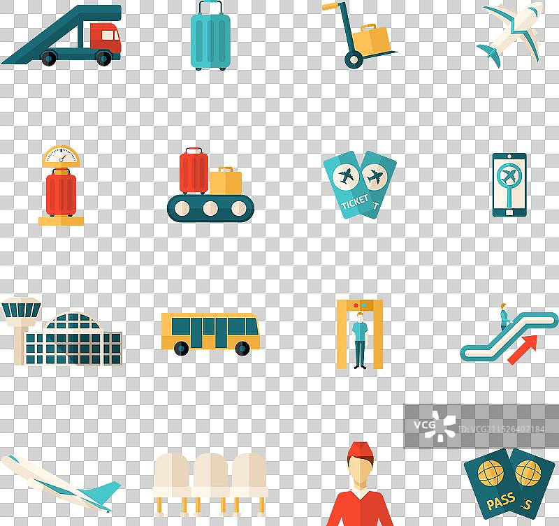 机场扁平图标集图片素材