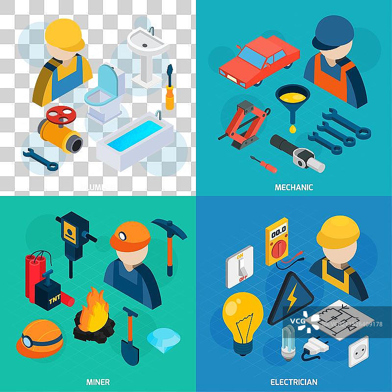 技术职业2.5D图标集图片素材