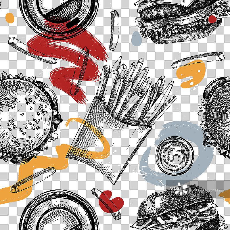 快餐店背景拼贴图片素材