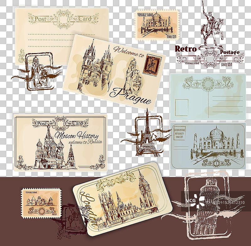 复古明信片模板图片素材