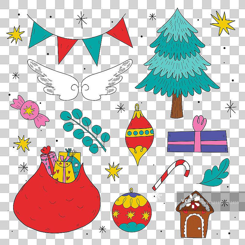 手绘圣尼古拉斯节元素合集图片素材