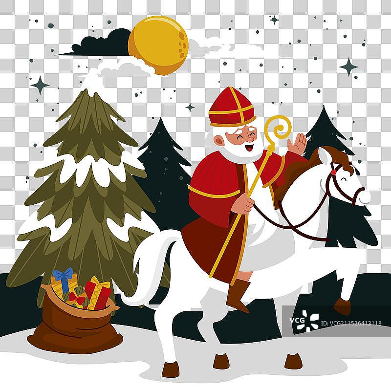 扁平风格圣尼古拉斯节图片素材