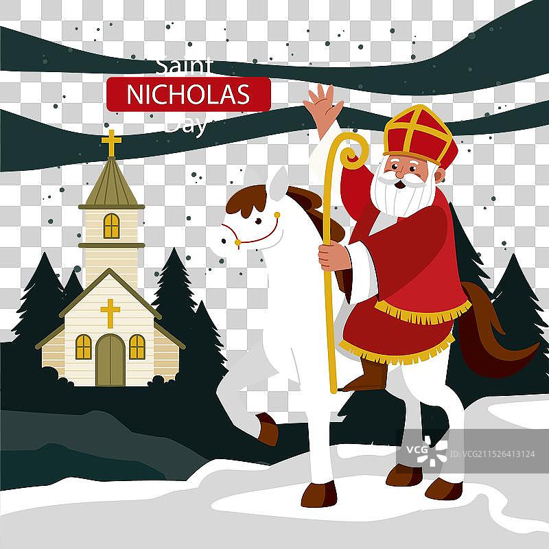 扁平风格圣尼古拉斯节图片素材