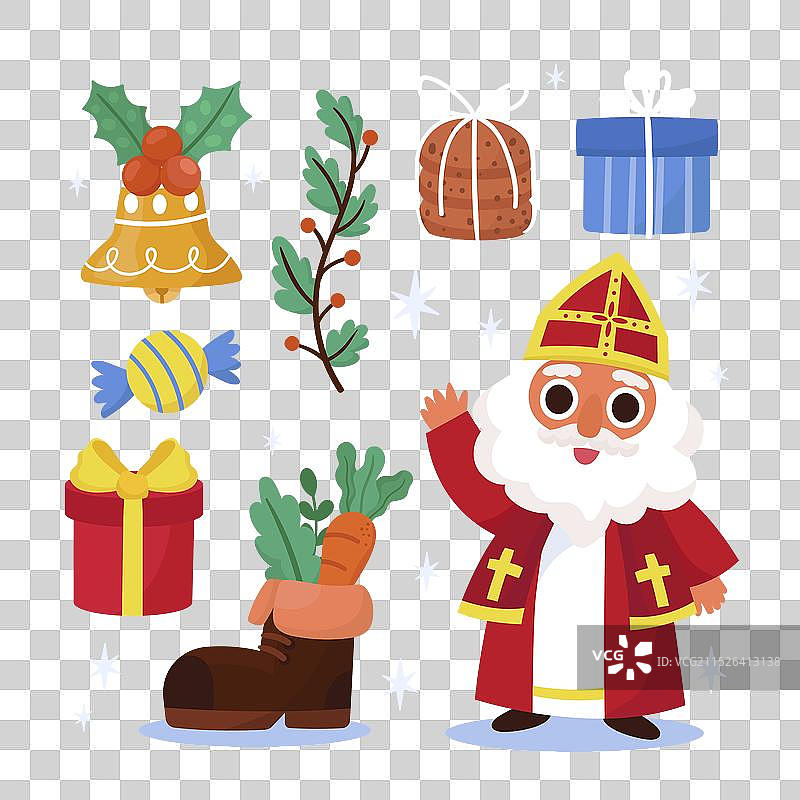扁平风格圣尼古拉斯节元素合集图片素材