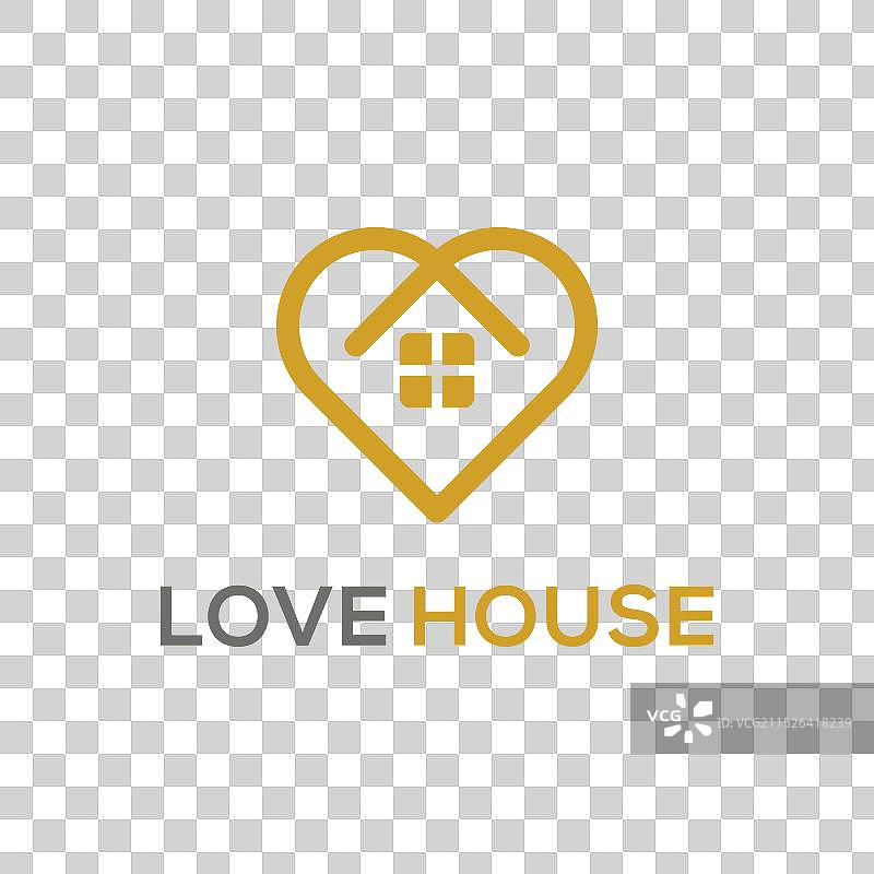 爱心房屋简约标志设计理念图片素材