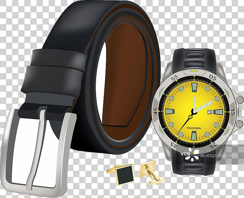 男士服装配饰腰带手表衬衫图片素材