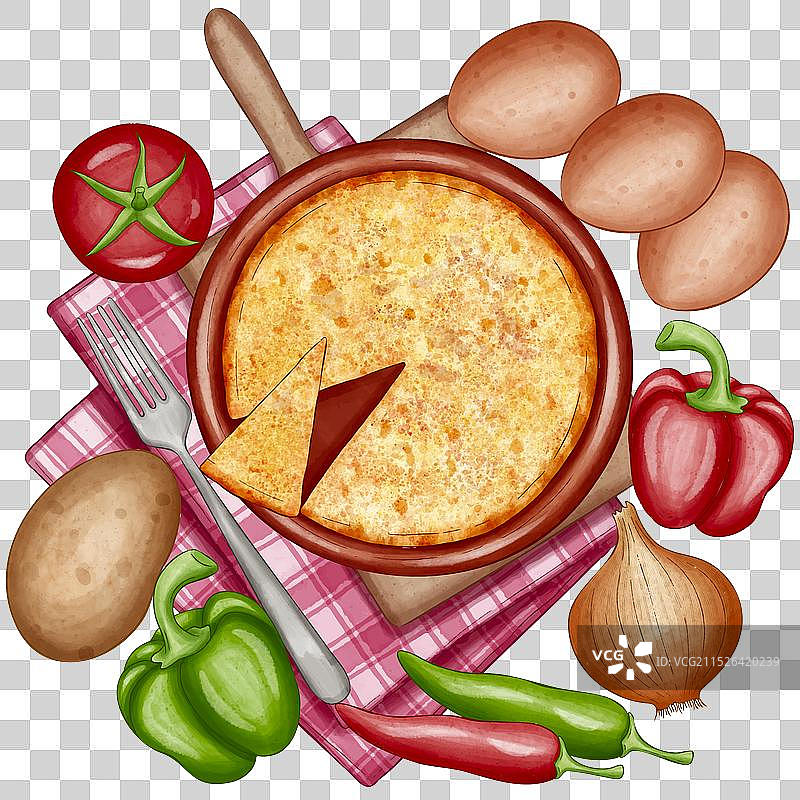 水彩西班牙土豆饼图片素材