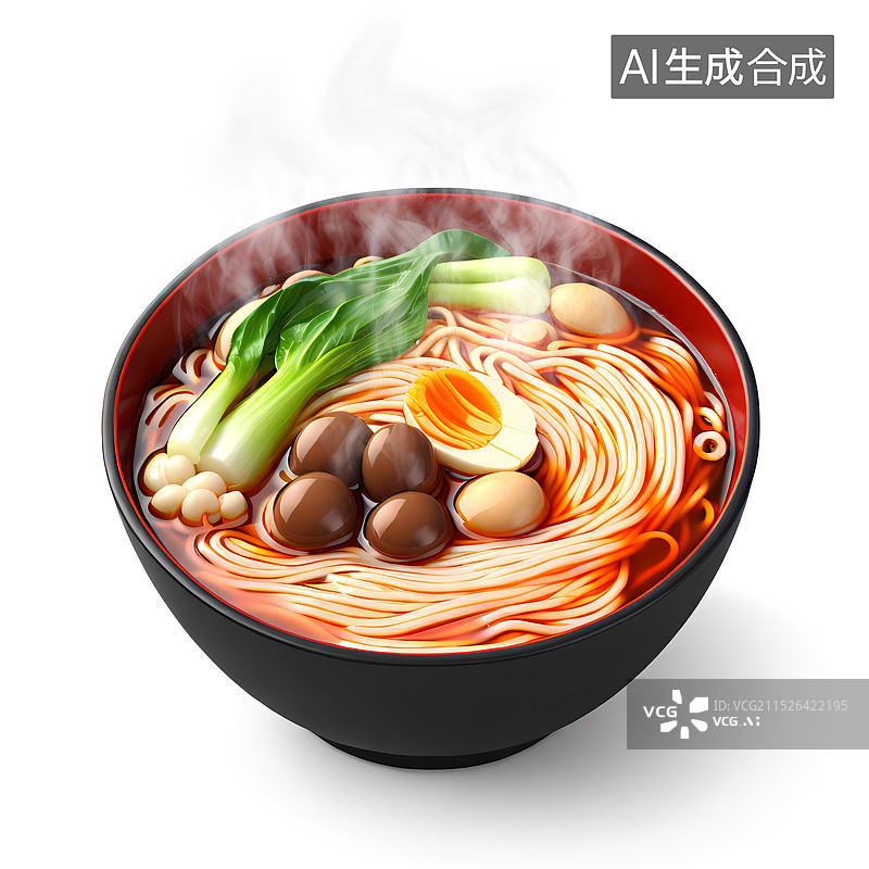 【AI数字艺术】白色背景 高视角一碗美味的米线图片素材
