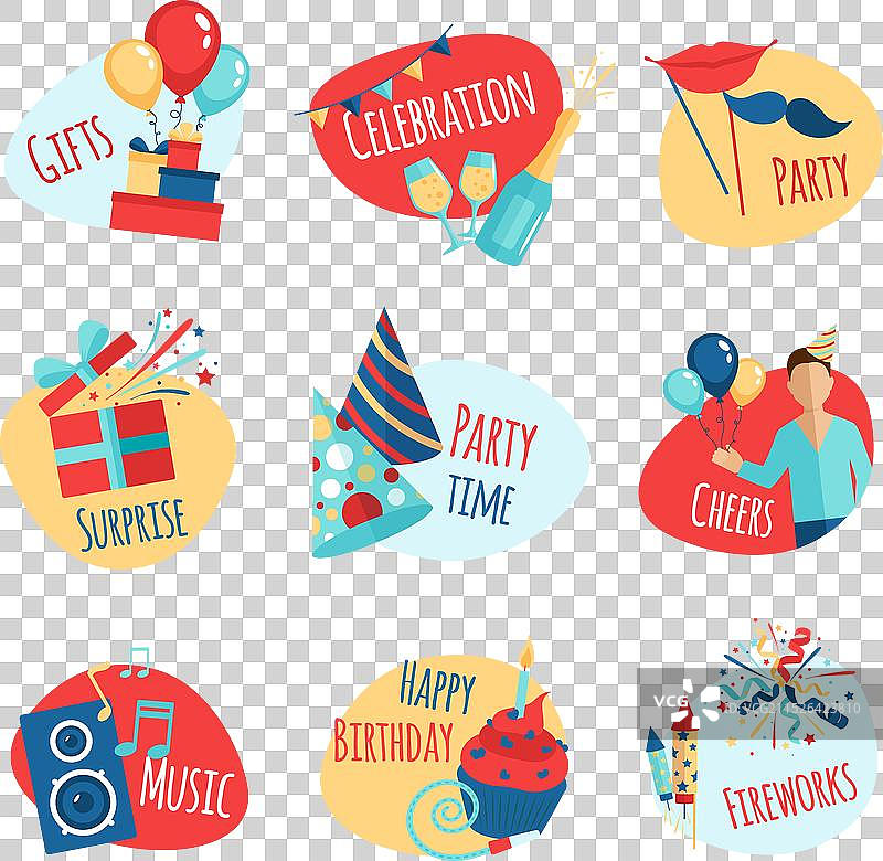 派对徽章套装图片素材