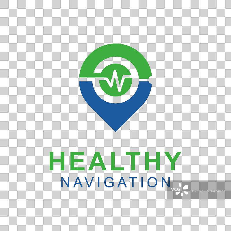 健康导航或脉搏点Logo模板图片素材