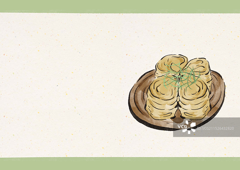 国潮风湖州美食插画-千张包图片素材