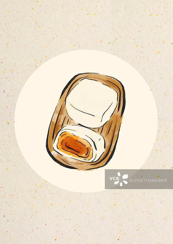 国潮风湖州美食插画-茶糕图片素材