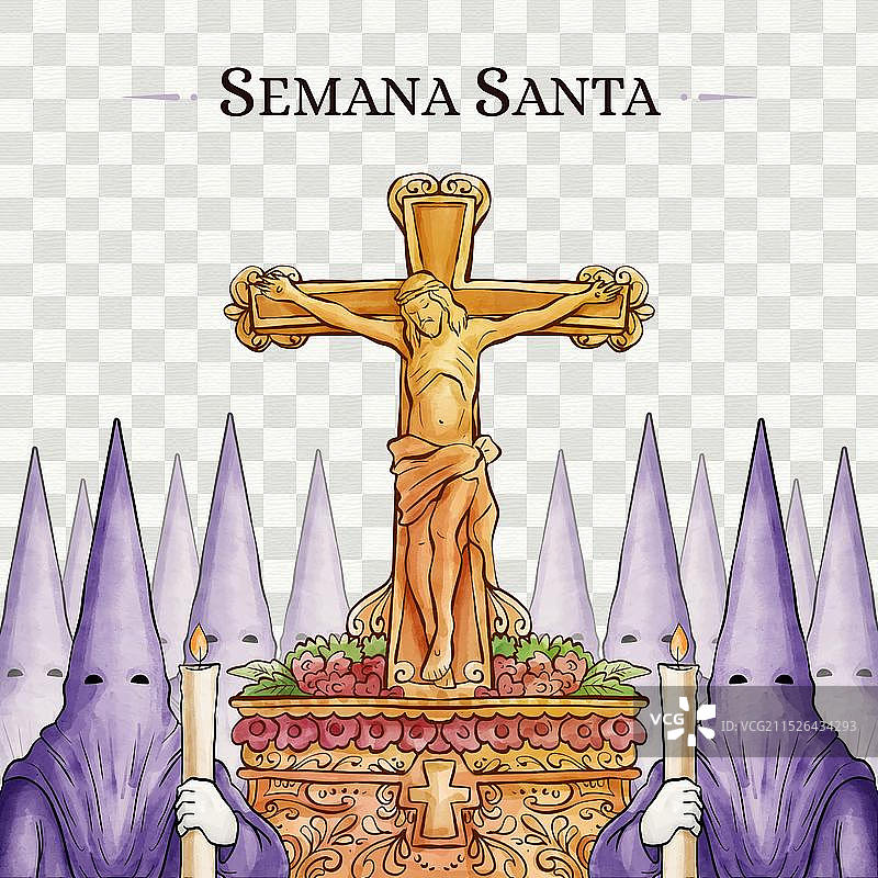 水彩风格圣周活动设计图片素材