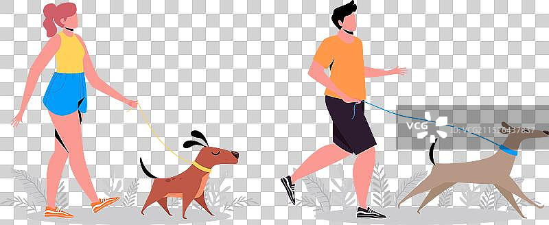 遛狗概念图片素材