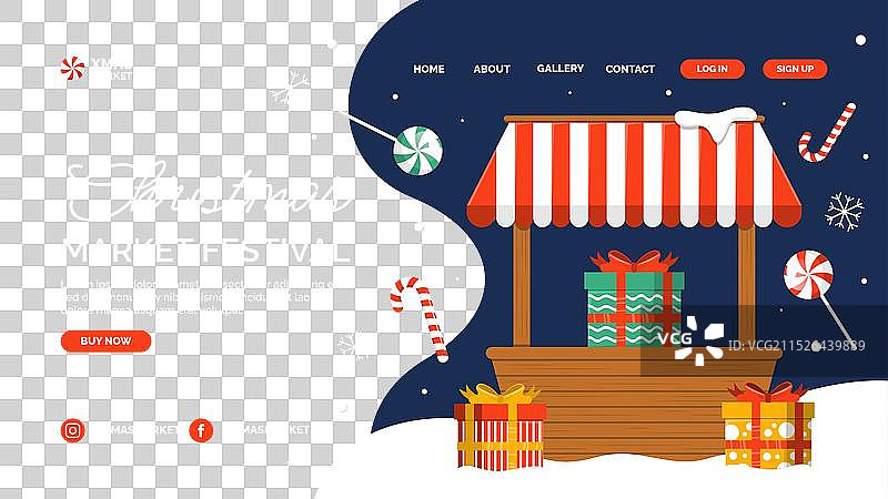 圣诞季市场着陆页模板图片素材
