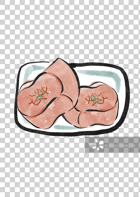 国潮风湖州美食插画元素-定胜糕图片素材