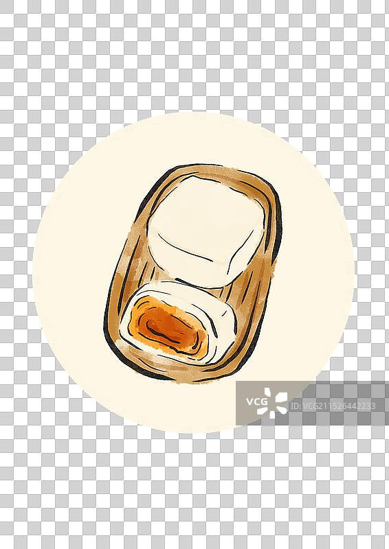 国潮风湖州美食插画元素-茶糕图片素材