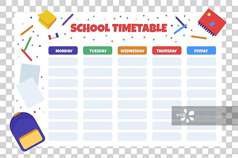 扁平风格返校时间表图片素材