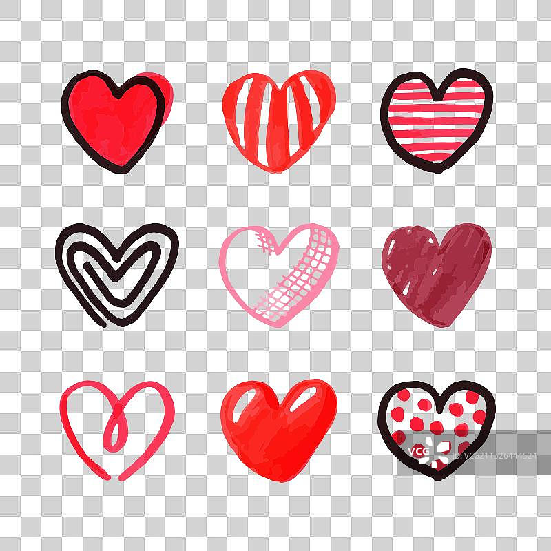手绘风格爱心图案合集图片素材