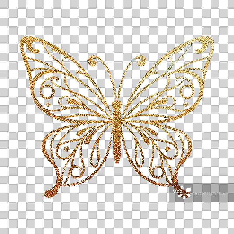 金色闪光装饰性蝴蝶图案图片素材