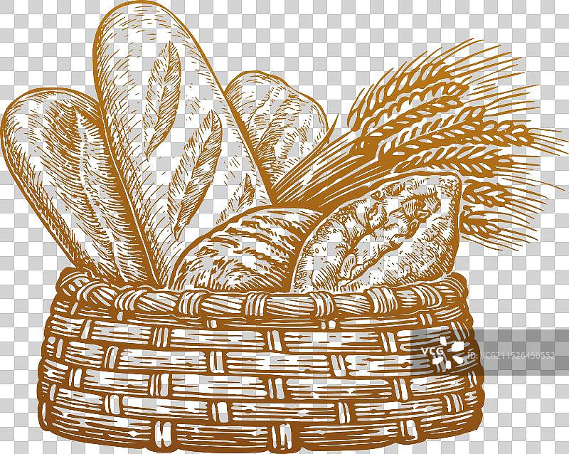 柳条筐里的新鲜烘焙食品图片素材