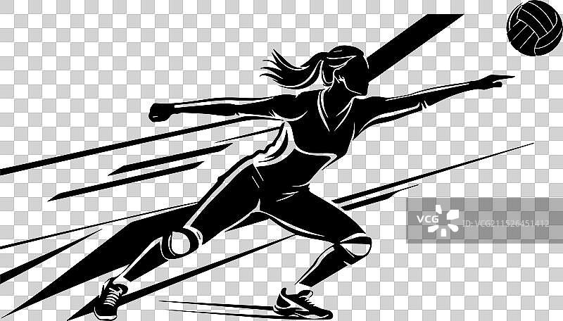 打排球的女子排球运动员图片素材