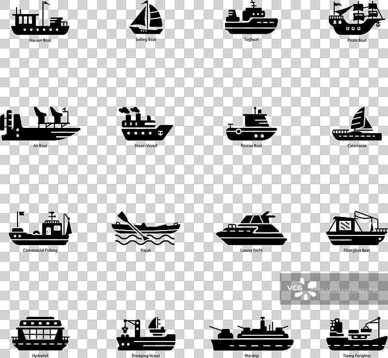 水上运输实体图标集图片素材