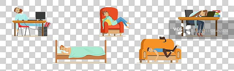 在家中沙发上睡觉的人物图片素材