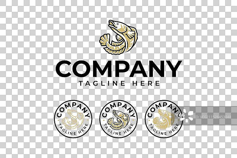 乌鳢鱼复古标志设计合集图片素材