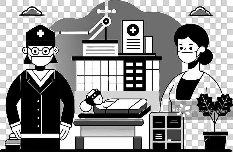 黑白整形外科诊所剪影图片素材