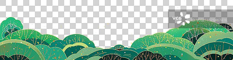 国潮风插画茂密的绿色植物图片素材