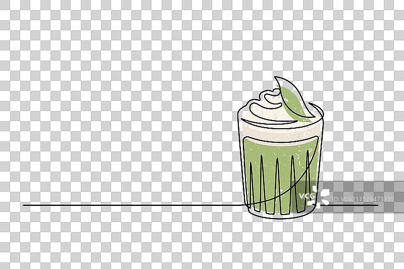 泰式罗勒鸡尾酒的连续单线绘画图片素材