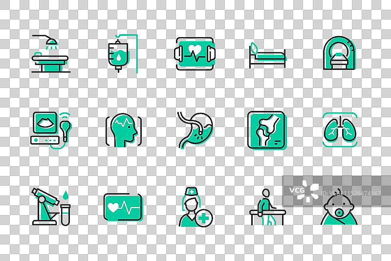 医疗检查和疾病线性图标合集图片素材