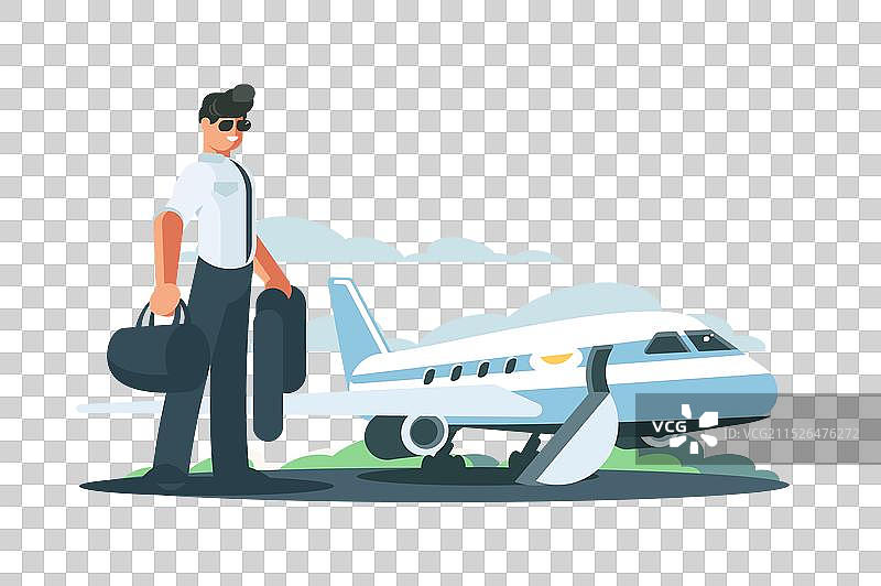 乘坐私人飞机的商人图片素材