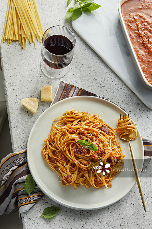 西餐意大利食品 茄汁肉酱意面图片素材